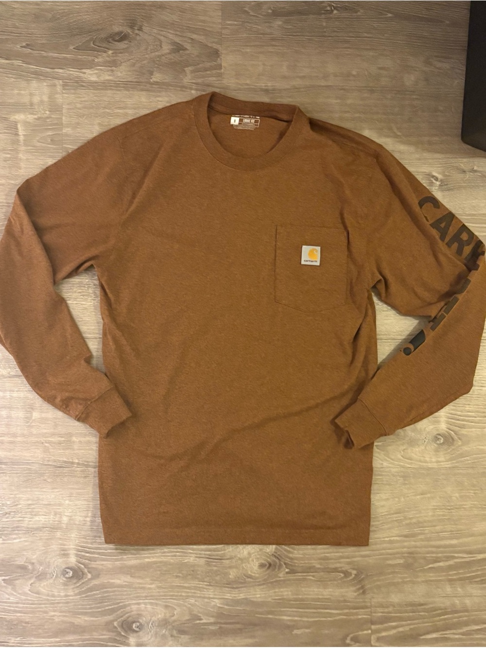 Carhartt Men's Long-Sleeve Pocket Tee in Rust Brown